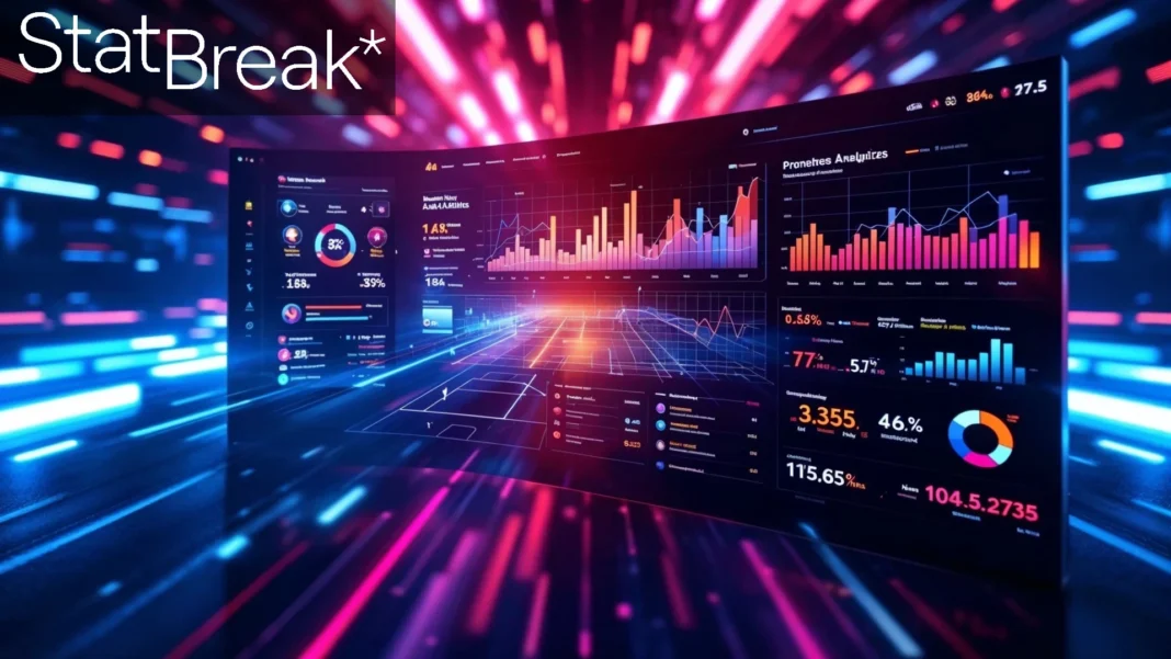 StatBreak sports analytics dashboard showcasing AI-powered player and game data with dynamic charts and graphs