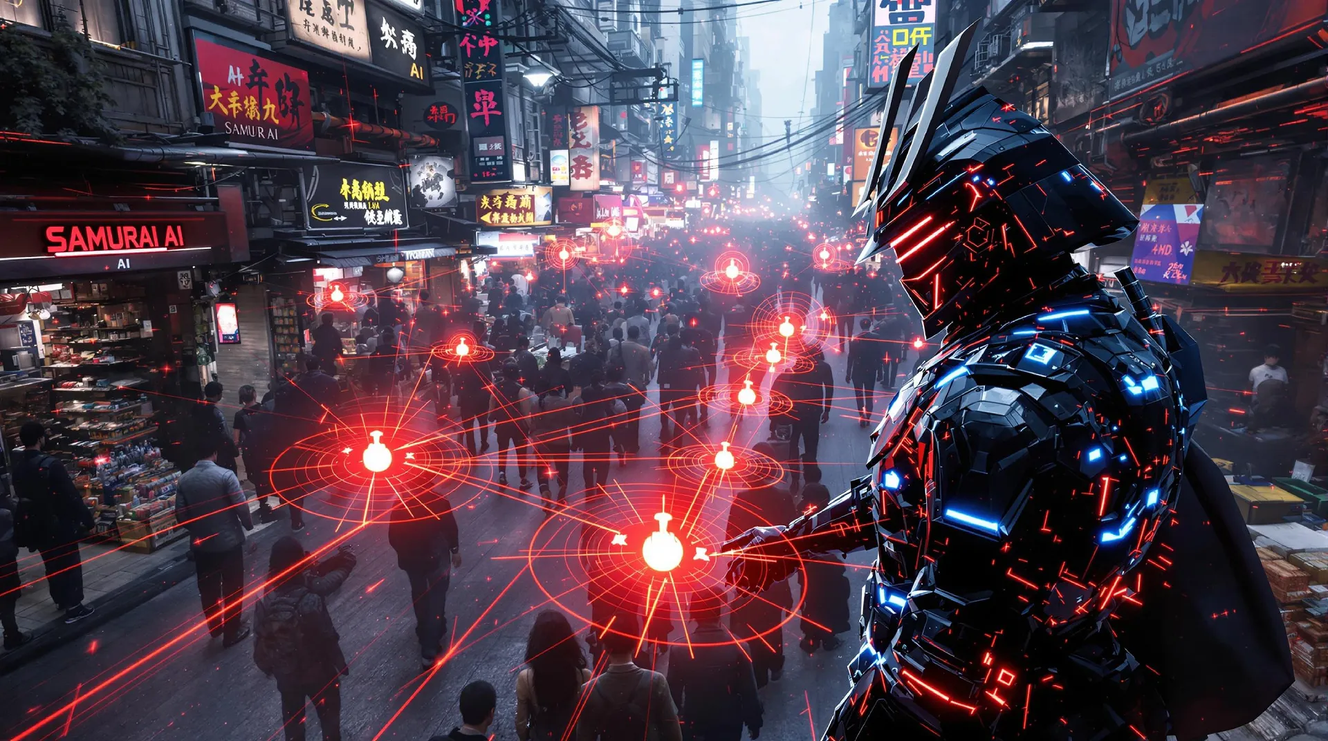 Samurai AI in action: Showcasing advanced zero-shot visual tracking capabilities in a bustling urban setting, highlighting its precision in crowded and dynamic environments